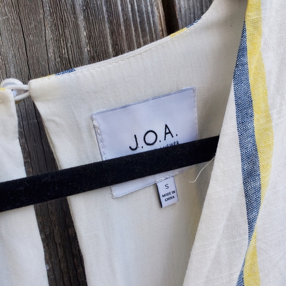 J.O.A Striped Ruffle Faux Wrap Midi Dress - Picture 7 of 8